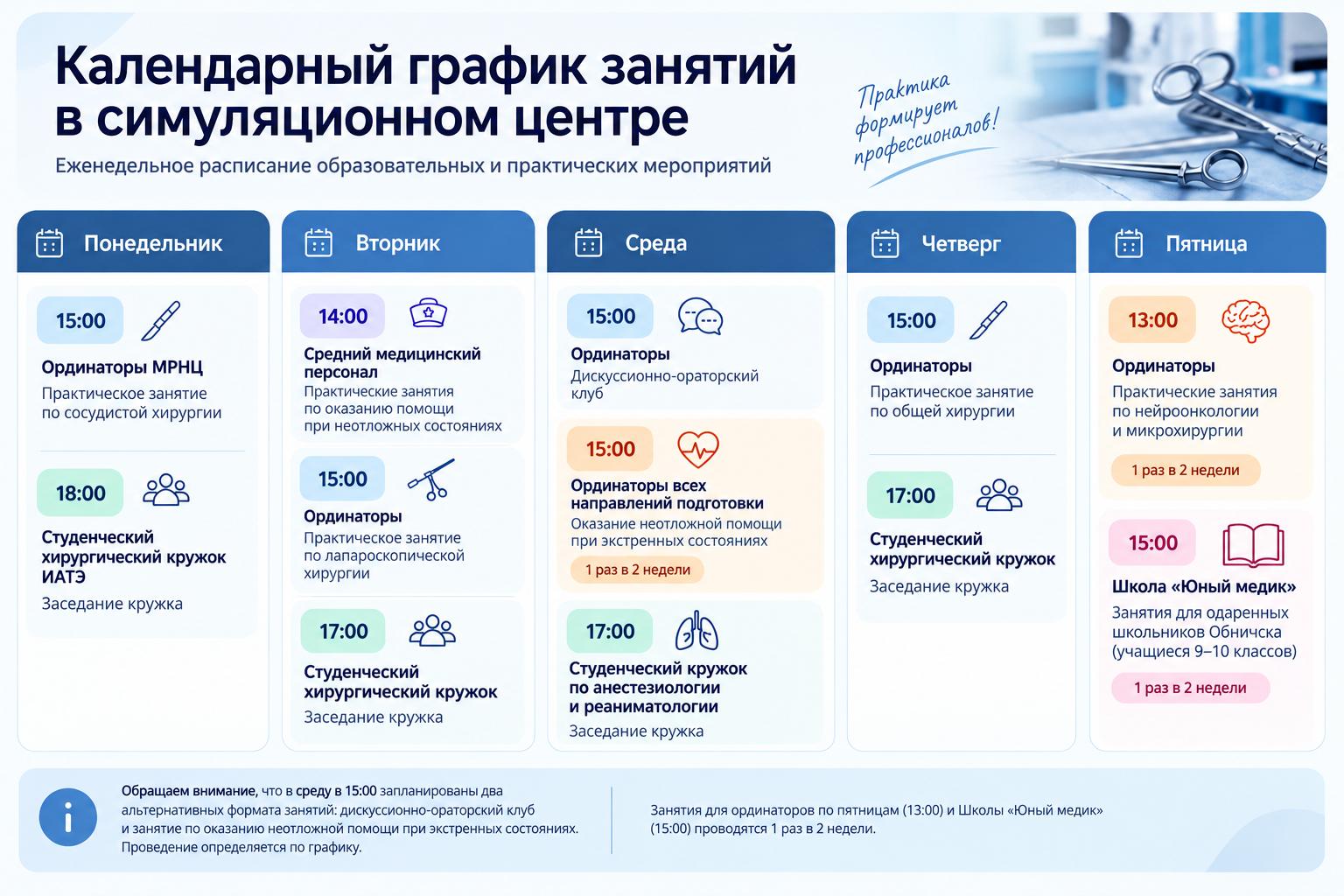 Календарь график занятий в симуляционном центре